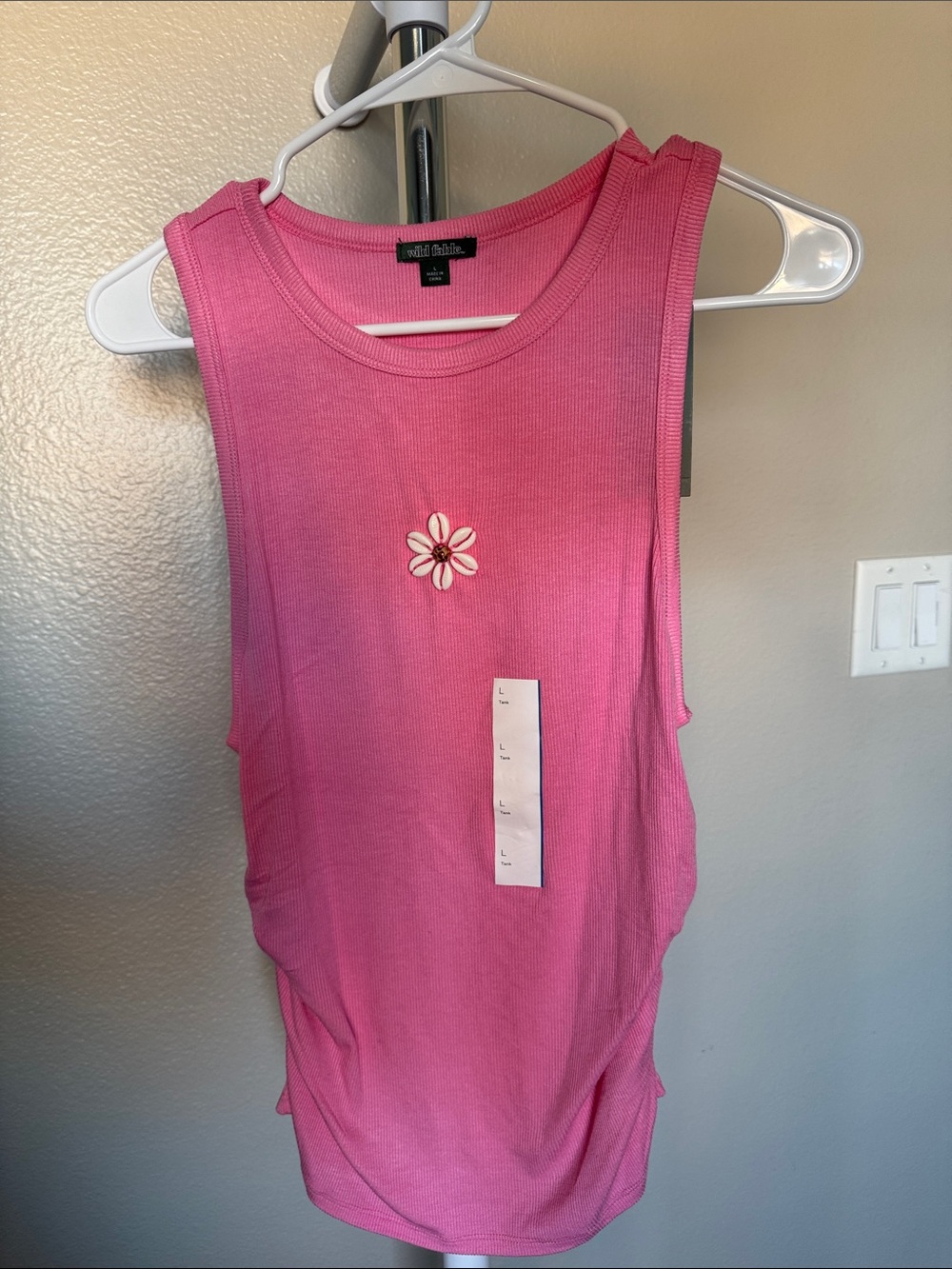 wild fable Pink Ribbed Tank with Daisy Patch
